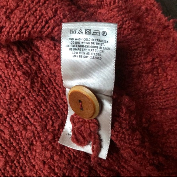 Anthropologie MOTH Sweater Women's Large Red Orange Boucle Pullover Cowl Neck - Picture 7 of 8